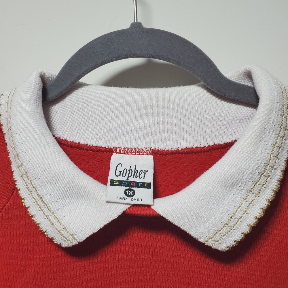 Vintage Ugly Christmas Sweatshirt Collar Village Town Size 1X Holidays Winter - Picture 3 of 8